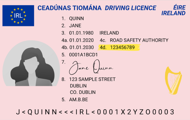 Driver Number Irish Driving Licence Sample